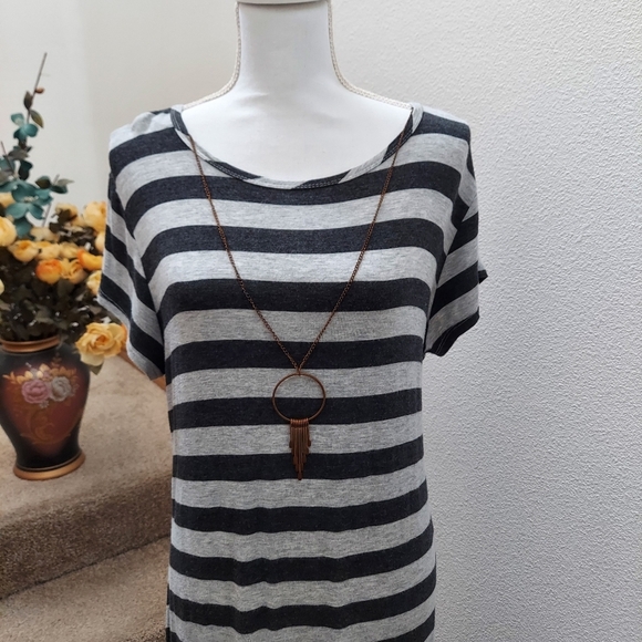 Striped Black and White Maxi Dress Size 1X. Lightweight. Stretchy. Comfort. - Picture 2 of 4